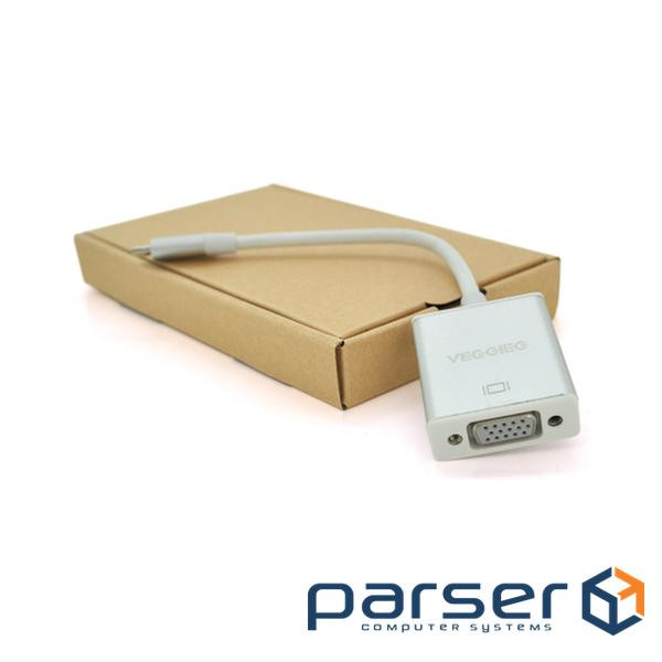 Перехідник USB-C M to VGA F 0.1m silver VEGGIEG (TV-S/W/01018)