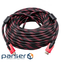 Cable LogicPower HDMI-HDMI, v1.4, 20м, черный с красным (LP2771)