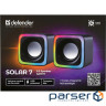 Акустична система 2.0 Defender Solar 7, 6Вт, RGB підсвітка, USB, чорна (65117)