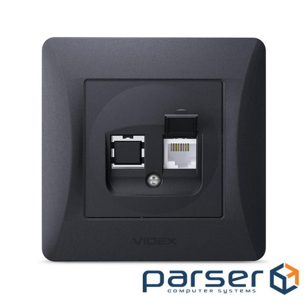Computer socket Videx BINERA CAT6 single black (VF-BNSK1PC6-BG)