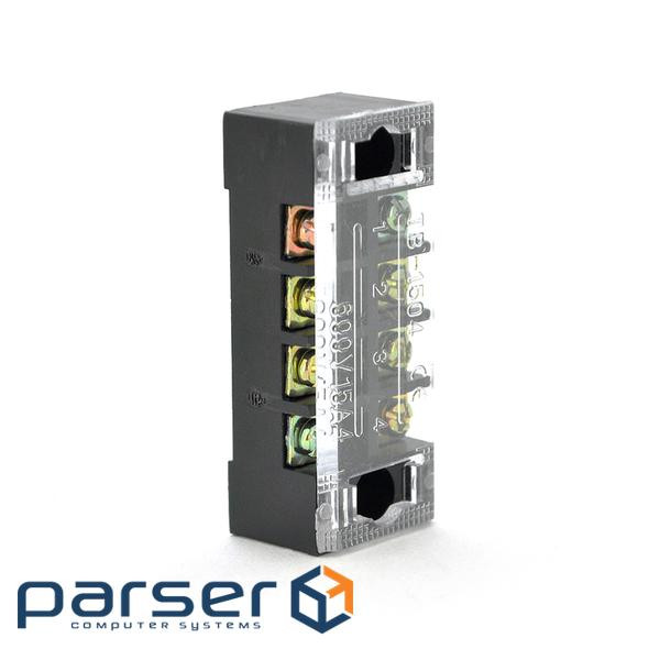 Клемна колодка 4-розрядна TB-1504 15A / 600V, перетин дроту 0,5-1,5мм2, 100 шт в упаковці, ціна за ш 