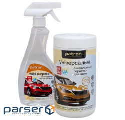 Набір очищувальний Patron для авто: серветки в тубі (100 шт), спрей для очищення поверхонь (CS-PN-BUNDL-4)