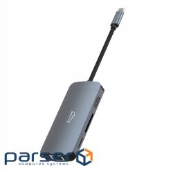 Док станція USB3.1 Type-C --> HDMI/USB 3.0x3/RJ45/SD(Micro)/TRRS 3.5mm/PD 100W Hub 8-in-1 M (MT5044)