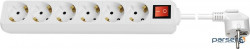 Кабель живлення-подовжувач IEC(Schuko) 1x6 M/F,5.0m Strip 1.5mm +вимикач,білий (75.03.8845-1) (75.03.8845-1)
