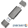 USB-хаб HOCO HB39 USB/Type-C 3.0 high-speed card reader Metal Gray (6942007604819)