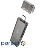 USB-хаб HOCO HB39 USB/Type-C 3.0 high-speed card reader Metal Gray (6942007604819)
