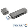 USB-хаб HOCO HB39 USB/Type-C 3.0 high-speed card reader Metal Gray (6942007604819)