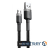 Дата кабель USB 2.0 AM to Micro 5P 0.5m Cafule 2.4A Black-Grey Baseus (CAMKLF-AG1)
