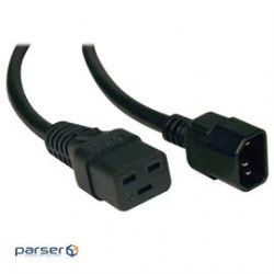 Power Cord, C19 to C14 - 10A, 100-250V, 16 AWG, 6 ft., Black (P047-006-10A)