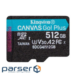 Карта пам"яті Kingston 512GB microSDXC сlass 10 UHS-I U3 V30 A2 Canvas Go Plus G4 (SDCG4/512GBSP)