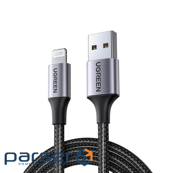 Дата кабель USB 2.0 AM to Lightning 2.0m US199 2.4A Black Ugreen (60158)