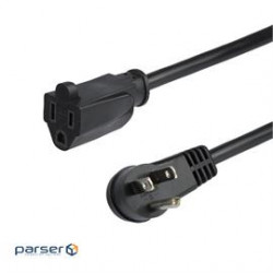 StarTech Cable PAC101R3 Flat Extension Cord NEMA 5-15R to NEMA Right-Angle 5-15P 3 feet Retail