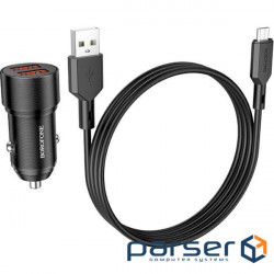 Автомобильное зарядное устройство BOROFONE BZ19 Wisdom 2xUSB-A, 2.4A Black w/Micro-USB cable BZ19MB