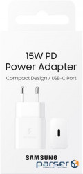 Мережева зарядка SAMSUNG 15W Power Adapter (w/o Cable) EP-T1510NWEGEU / Біла 
