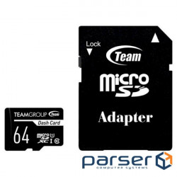 Memory card TEAM microSDXC Dash Card 64GB UHS-I Class 10 + SD-adapter (TDUSDX64GUHS03)