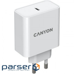 Зарядний пристрій CANYON H-65 GaN 1xUSB-C 65W White (GAN 100W) (Canyon H-65 white (GAN 100W))