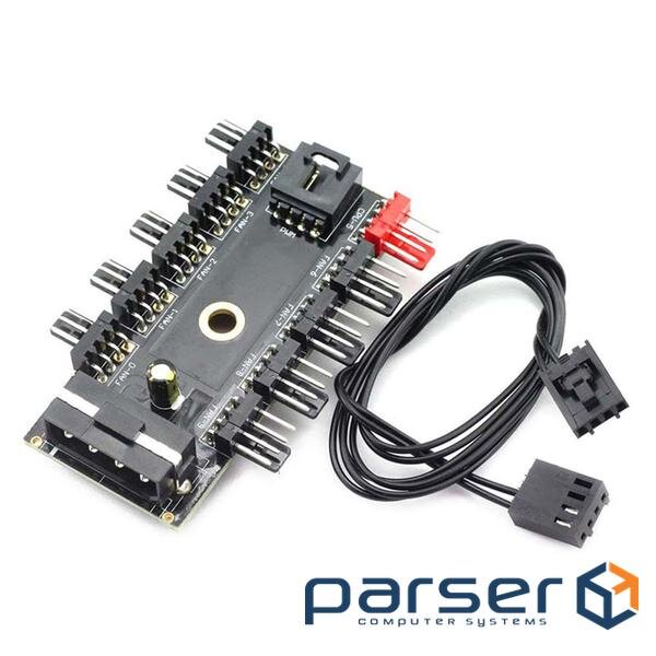 Power adapter Lucom FanPower 4p 1x10 M/F, adapter for 3pin and 4pin cooler (62.09.8127-1)