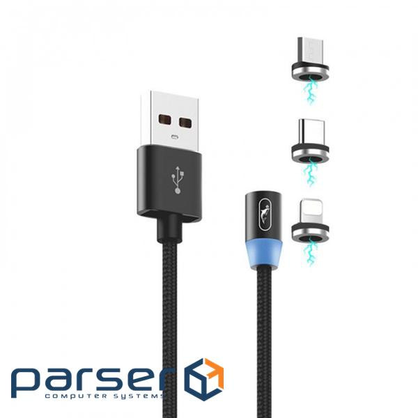 Кабель SkyDolphin S59KIT Magnetic USB - Lightning + microUSB + Type-C 1м , Black (SDUSB-000547)