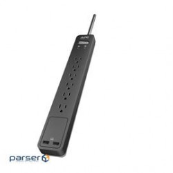 APC Power Strip Essential SurgeArrest PE6U2 6 Outlets 2 USB Charging Ports 120V Retail