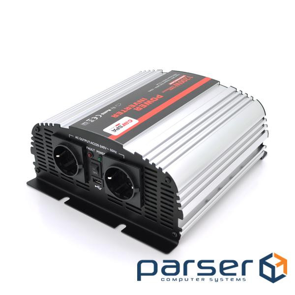 Інвертор напруги Carspa-1200-242 (1200Вт), 24/220V, approximated, 2Shuko, USB, кл (MS-1200-242)