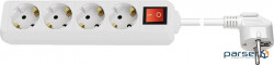 Кабель живлення-подовжувач IEC(Schuko) 1x4 M/F,1.5m Strip +вимикач Cu,білий (75.03.9037-1)