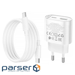 Набір СЗУ HOCO C109A + кабель Type-C / Type-C, 1xUSB+1xUSB-C, PD20W+QC3.0, кабе (HOCO C109A / TCTCW)