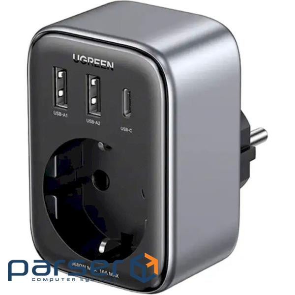 Зарядний пристрій UGREEN CD314 30W 1xUSB-C, 2xUSB-A, 1xAC, PD3.0, QC4.0 Wall Charger Bl (UGR-90613)