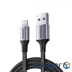 Кабель USB AM-Lightning M, 1 м, 2.4A, Чорний , US199 UGREEN (60156) (60156 black)