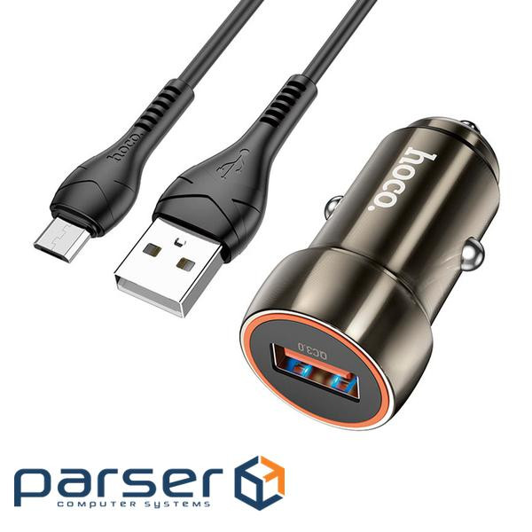 Набір АЗУ 12-24V HOCO Z46 кабель Micro, 1xUSB, 18W, кабель 1м, Black, Box (HOCO Z46 / MB)