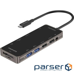 USB-хаб Promate PrimeHub-Pro USB Type-C Grey (primehub-pro.grey)