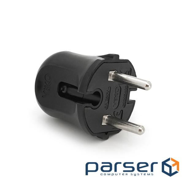Вилка VIKO без заземлення (mimoza) 7.5А 260V, Black. ПВХ (90305410)