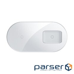 Бездротовий зарядний Baseus Simple 2in1 Wireless Charger Pro Edition For Phones+Pod White (WXJK-C02)