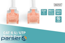 Patch cord 25m , CAT 6 UTP, AWG 26/7, Cu, LSZH, grey Digitus (DK-1617-250)