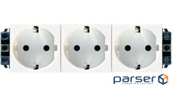 Блок розеток електричних MOSAIC Legrand 3хSchuko для кабельних каналів DLP, Quintella (16А, (077603)