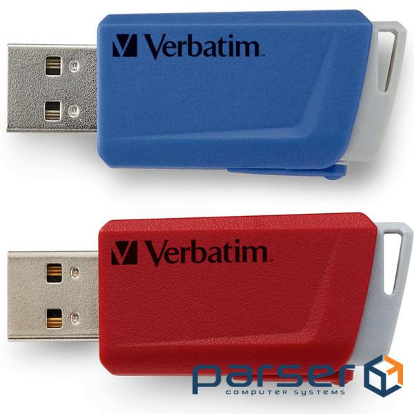 Комплект флеш-накопичувачів Verbatim 2x32GB Store "n" Click Red/Blue USB 3.2 (49308)