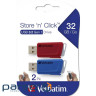 Комплект флеш-накопичувачів Verbatim 2x32GB Store "n" Click Red/Blue USB 3.2 (49308)