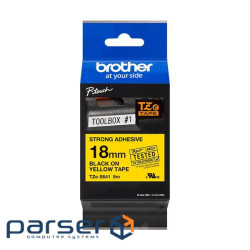 Стрічка Brother 18mm суперклейка, чорний на жовтому (TZES641) (TZES641)