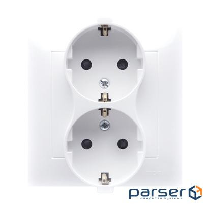 Розетка электрическая двойная Premium SCHUKO, моноблок, белый (DGSZ2Z/11)