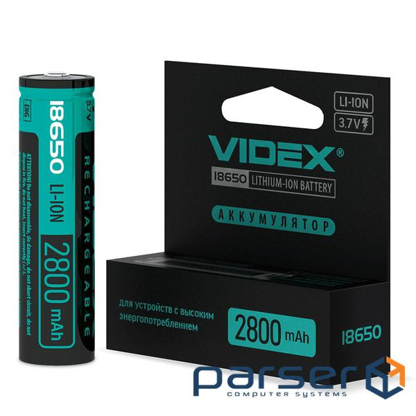 Акумулятор 18650, 2800 mAh, Videx, 1 шт, Li-ion, 3.7V, із захистом, Color Box (18650 2800 mAh 1шт )