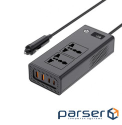 Інвертор напруги XO CZ027 (DC:200W), 12 / 220V з апроксимованою синусоїдою, 2 універсальні розетки,