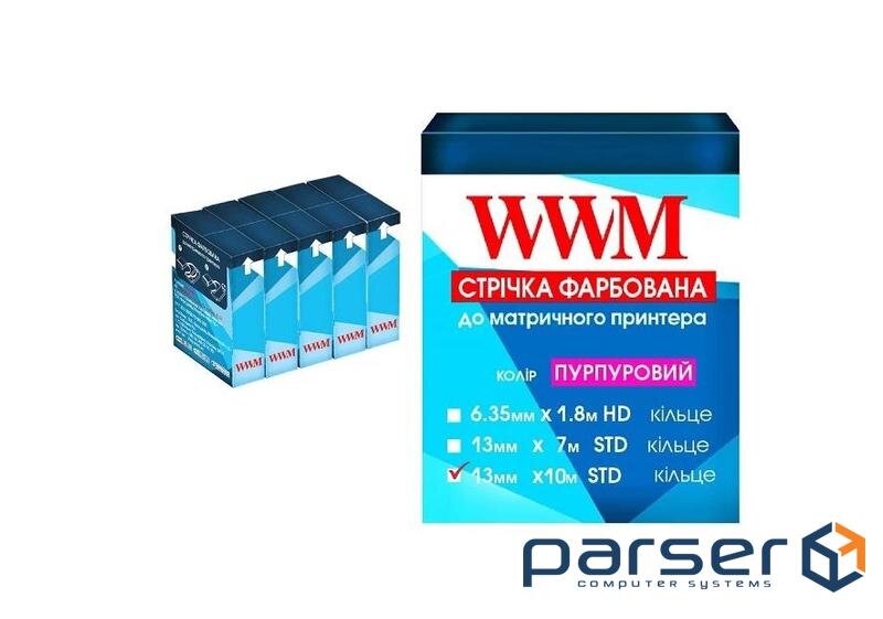 Стрічка до принтерів 13мм х 10м Refill STD Purple*5шт (до ) WWM (R13.10SP5)