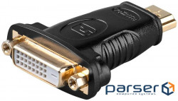 Перехідник моніторний Goobay HDMI-DVI M/F, адаптер DVI 24+1 Gold (75.06.8930-1)