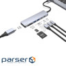 Type-C-Хаб Proove Iron Link 7 in 1 (2*Type-C + 2*USB3.0 + HDMI + SD/TF) silver (HBIL00222004 silver)