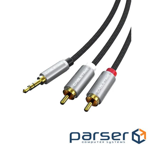 Кабель Cabletime AUX 3.5 mm M - 2xRCA M, 1 m, Black (CF13H)