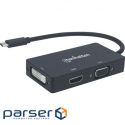 Порт-реплікатор MANHATTAN USB3.1 Type-C -> HDMI/DVI-I/VGA Black (152983)