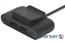 Charger BELKIN BoostCharge 4-Port USB Power Extender Black w/USB-C cable (BUZ001BT2MBKB7