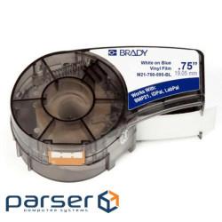 Стрічка для принтера етикеток Brady M21-750-595-BL, vinyl, 19.05mm/ 6.4m. White on Blue (M21-750-595-BL
