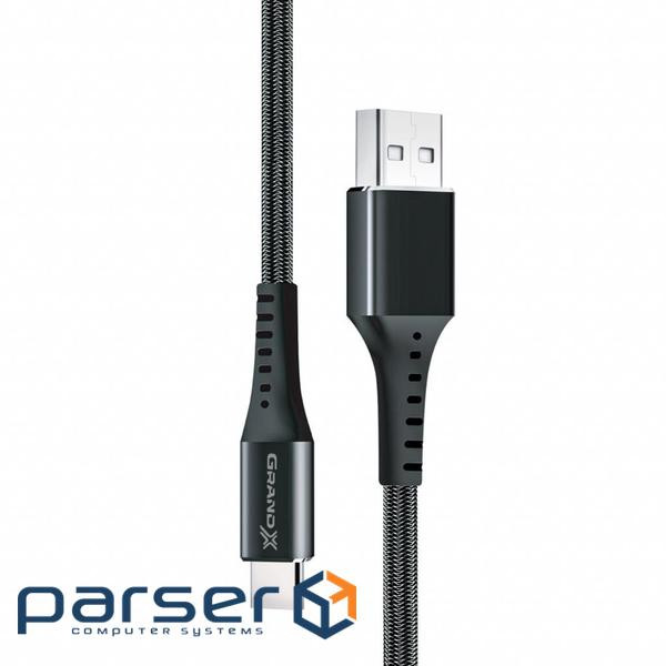 Date cable USB 2.0 AM to Type-C 1.2m Black Grand-X (FC-12B)