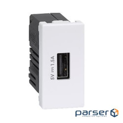 Модуль 22,5х45мм 1xUSB 5V 1.5A, белый (K126C/9)