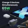 Зарядний пристрій Ugreen 3xUSB 65W (2xUSB-C+USB-A) Gan Nexode Fast Charger Grey X553 (35042)